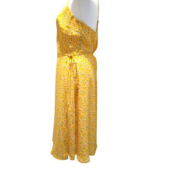 Butter Yellow Floral Spaghetti Strap GILLI Dress L Polyester/Spandex Blend - Picture 2 of 13